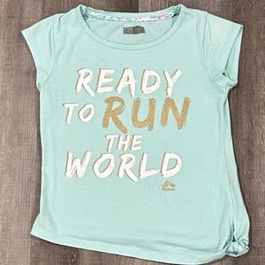 💞 Kids Size 10-12 “Ready To Run The World” Side Tie Tee